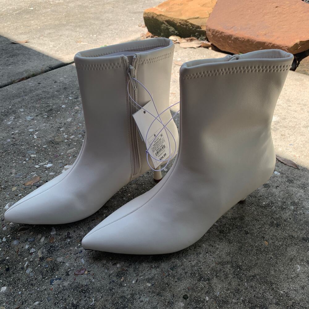 Women’s White Lonnie Ankle Boots Heels Sizes 8 & 9 Available NWT- A New Day